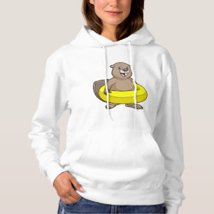 Biber beim Schwimmen mit Swimming-Ring Hoodie