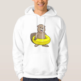 Biber beim Schwimmen mit Swimming-Ring Hoodie