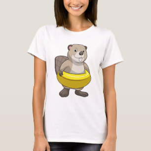 Biber beim Schwimmen mit Swimming-Ring T-Shirt