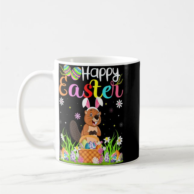 Biber Bunny Egg Jagd Biber glückliche Osterfeier Kaffeetasse (Links)