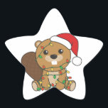Biber Christmas Winter Tiere Beaver Star Sticke Stern-Aufkleber<br><div class="desc">Der Biber zu Weihnachten mit Feenlicht. Hübsche Tiere mit Geschenken und Schnee für den Urlaub. Ein süßes Weihnachtsgrüßen. Biber sind niedliche Tiere und perfekt zu Weihnachten.</div>