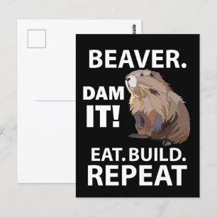 Biber Eat Build Repeat Lustig Postkarte