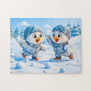 Biber Eisbad in einem gestreiften Badeanzug Puzzle