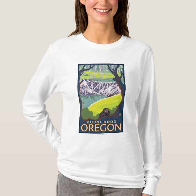 Biber-Familie - Berg-Haube, Oregon T-Shirt (Vorderseite)