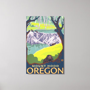 Biber-Familie - Mount Hood, Oregon Leinwanddruck