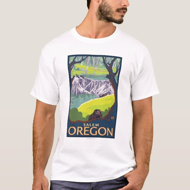 Biber-Familie - Salem, Oregon T-Shirt (Vorderseite)