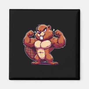 Biber-Fan, der Muskeln trainiert, Bodybuilding-Gym Magnet