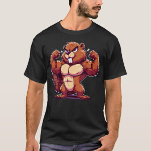 Biber-Fan, der Muskeln trainiert, Bodybuilding-Gym T-Shirt