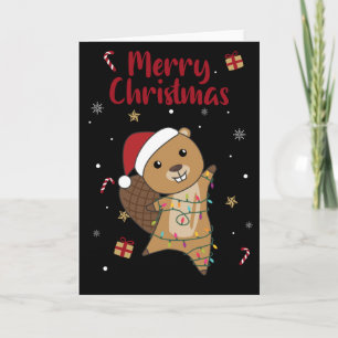 Biber Fröhliche Weihnachten Wintertiere Biber C Karte