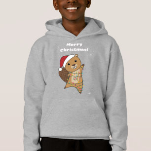 Biber fröhliche Weihnachtswintertiere Biber Hoodie