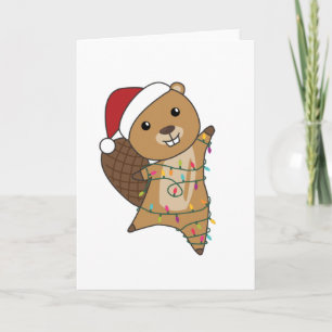 Biber fröhliche Weihnachtswintertiere Biber Karte