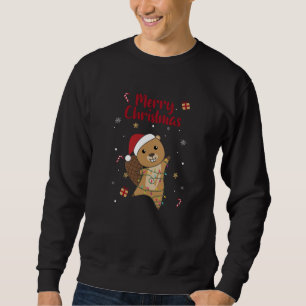 Biber fröhliche Weihnachtswintertiere Biber Sweatshirt