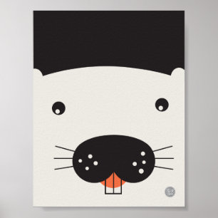 Biber-Gesicht-Poster - 11" x 8,5" Poster