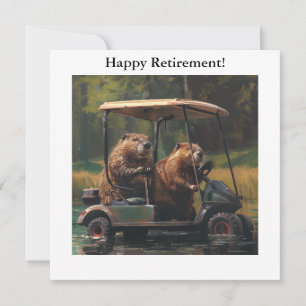 Biber-Golfwagen-Sumpf-Rentner-Humor-Kunst Feiertagskarte