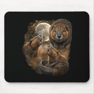 Biber heulender Mond Design lustiges Tier Biber Me Mousepad