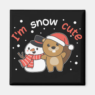 Biber Ich bin Schnee Niedlich Snowman Snow Pun Mag Magnet