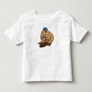 Biber im Baseball mit Baseballball Kleinkind T-shirt