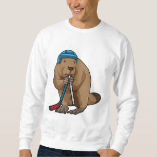 Biber im Eishockey mit Eishockeyschläger Sweatshirt