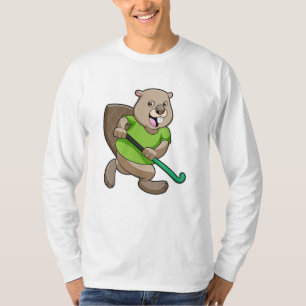 Biber im Hockey mit Hockey T-Shirt