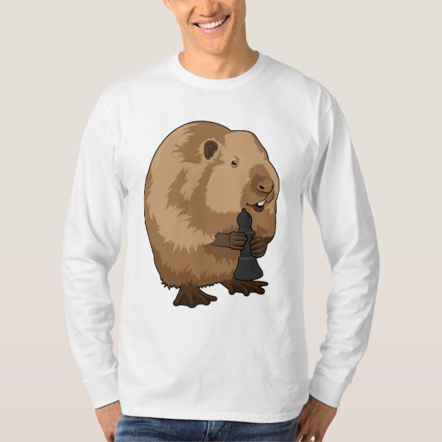Biber im Schach mit Schachstück Bishop T-Shirt (Vorderseite)