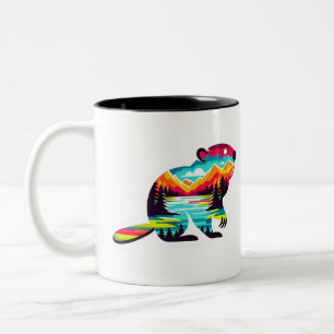 Biber in der Wildnis Zweifarbige Tasse