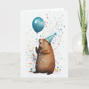 Biber mit Blue Balloon Grußkarte Karte