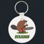 Biber mit Kettensäge, lustige Cartoon-Illustration Schlüsselanhänger<br><div class="desc">Dieser glückliche Biber ist bereit,  seine Lodge mit einer Kettensäge zu bauen. Gezeichnet in lustiger Cartoon-Illustration Stil und großartig für jeden Biber-Fan!</div>