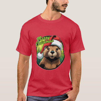 Biber mit klassischem rotem und weißem Weihnachtsm T-Shirt
