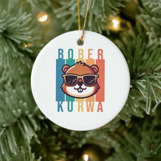 Biber mit Sonnenbrille Keramik Ornament (Baum)