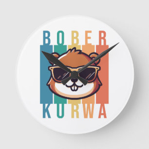 Biber mit Sonnenbrille Runde Wanduhr