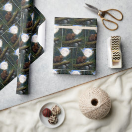 Biber-Mond in einem Wald Geschenkpapier