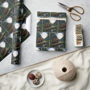 Biber-Mond in einem Wald Geschenkpapier