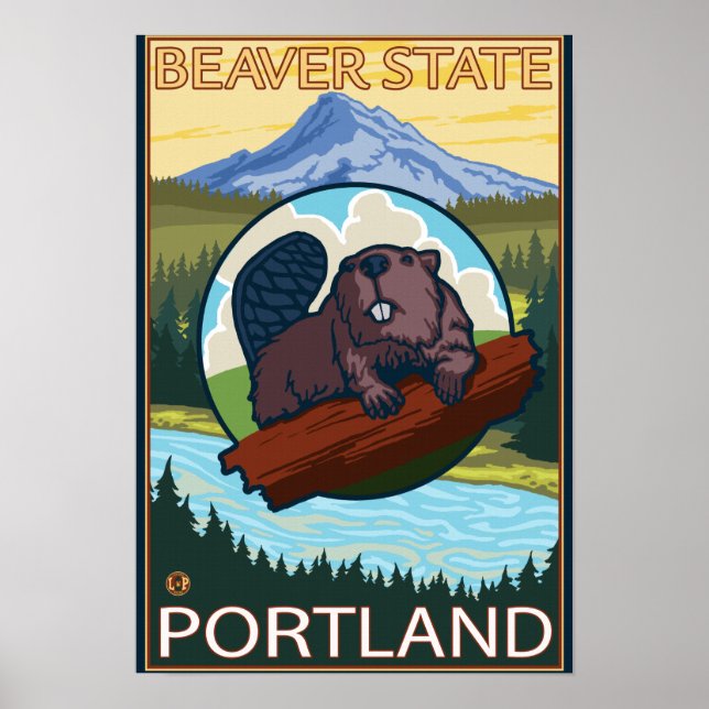 Biber & Mt. Hood - Portland, Oregon Poster (Vorne)