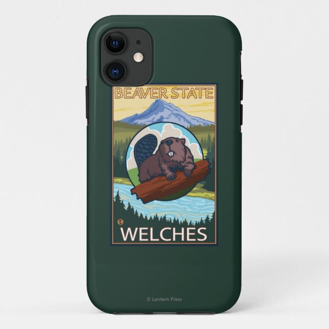 Biber & Mt. Hood - Welches, Oregon Case-Mate iPhone Hülle (Rückseite)