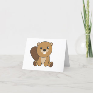 Biber Niedliche Nagetiere Kinder Funny Beaver Dank Dankeskarte
