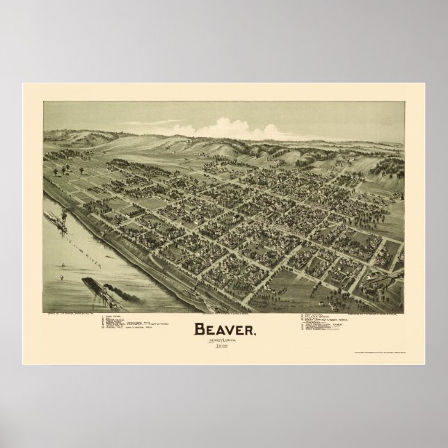 Biber, PA Panorama Karte - 1900 Poster (Vorne)