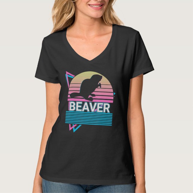 Biber Retro T-Shirt (Vorderseite)