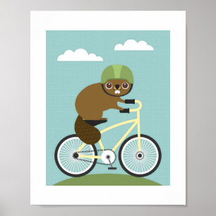 Biber Riding Bicycle Poster Printwerbung