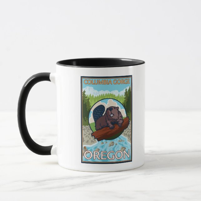 Biber & River - Columbia Gorge, Oregon Tasse (Links)