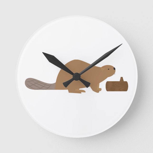 Biber Runde Wanduhr (Vorderseite)