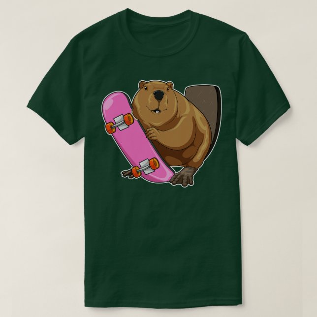 Biber-Skater-Skateboard T-Shirt (Design vorne)