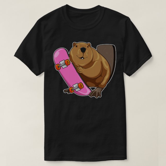 Biber-Skater-Skateboard T-Shirt (Design vorne)