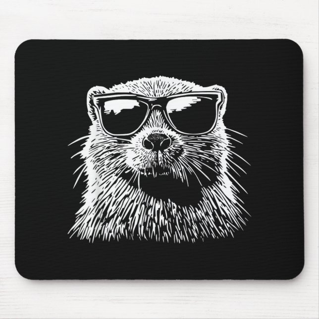Biber-Sonnenbrille Mousepad (Vorne)