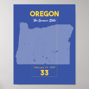 Biber Staat, Oregon Staat Art Poster