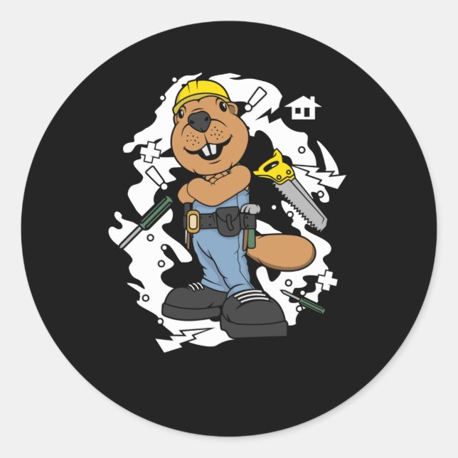 Biber the Builder Runder Aufkleber (Vorderseite)