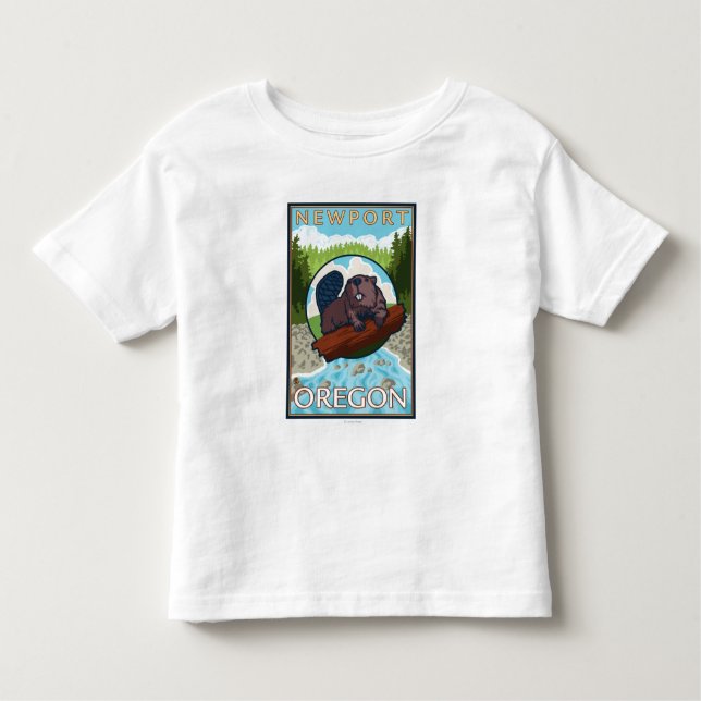 Biber u. Fluss- Newport, Oregon Kleinkind T-shirt (Vorderseite)