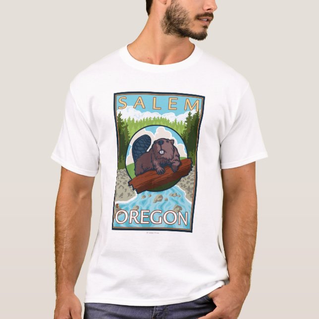 Biber u. Fluss- Salem, Oregon T-Shirt (Vorderseite)
