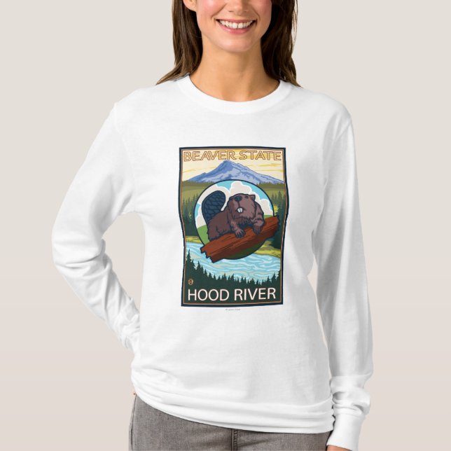 Biber u. Mt.-Haube - Hood River, Oregon T-Shirt (Vorderseite)