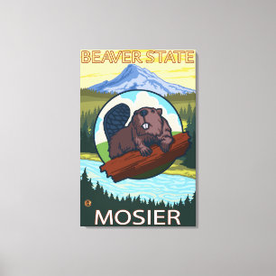 Biber u. Mt.-Haube - Mosier, Oregon Leinwanddruck