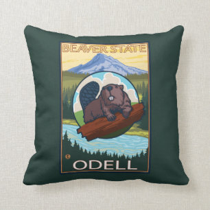Biber u. Mt.-Haube - Odell, Oregon Kissen